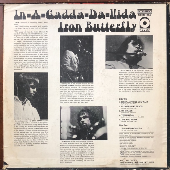 Iron Butterfly In-A-Gadda-Da-Vida Vinyl Album '68 - Picture 6 of 6